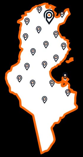 Carte de la Tunisie montrant les villes couvertes par ELPATRON